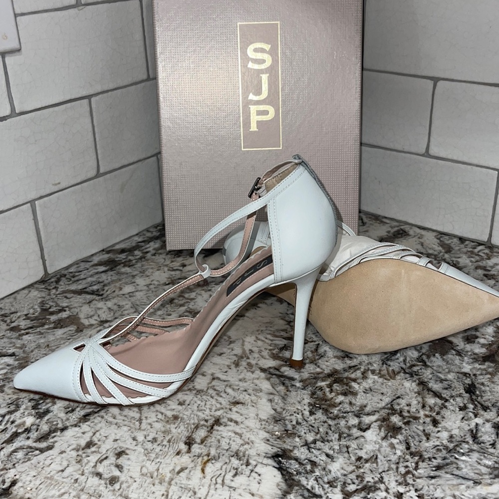 SJP Sarah Jessica Parker white heels